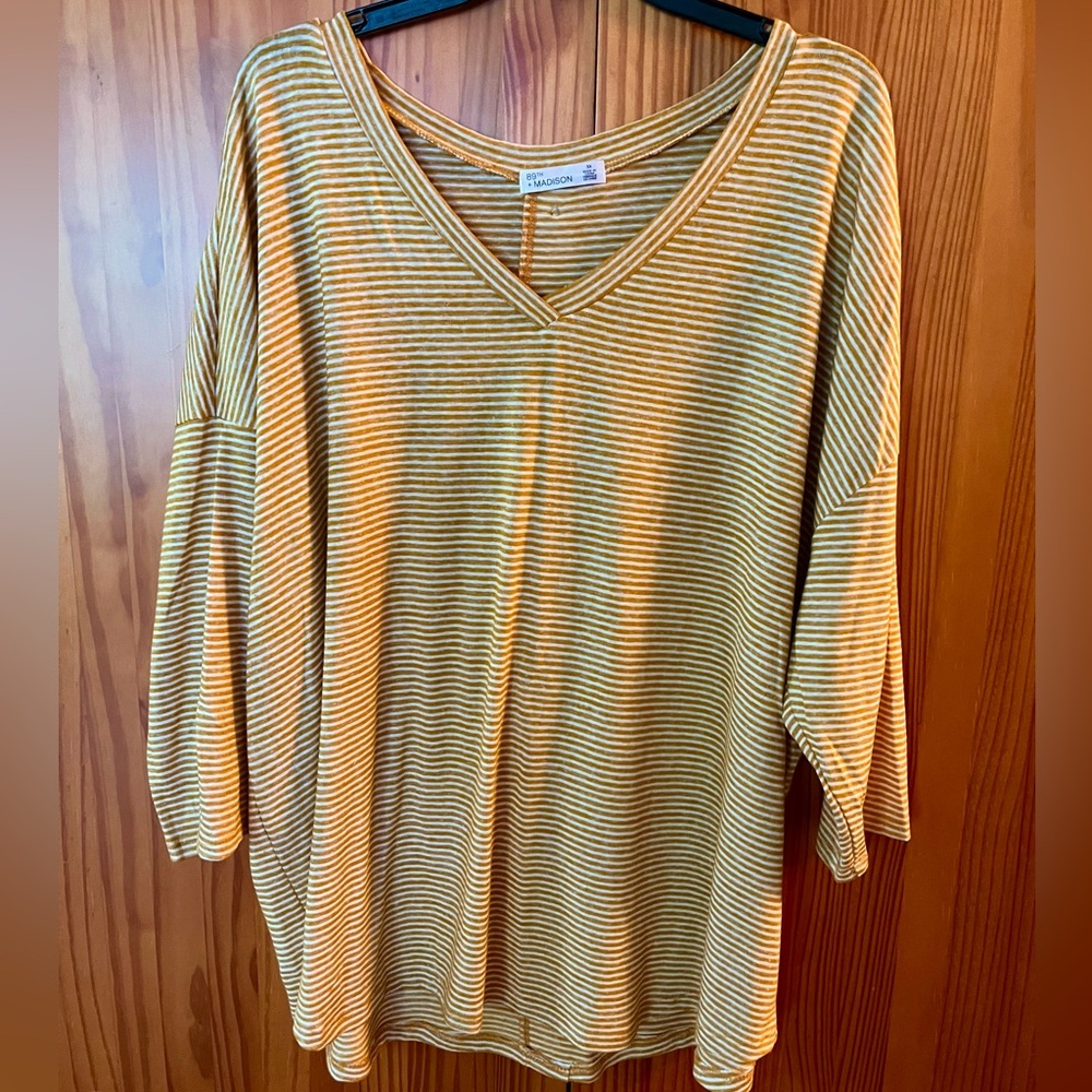 89th & Madison Mustard Striped Top